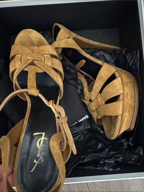 Yves Saint Laurent Suede Platform High Heel Sandals